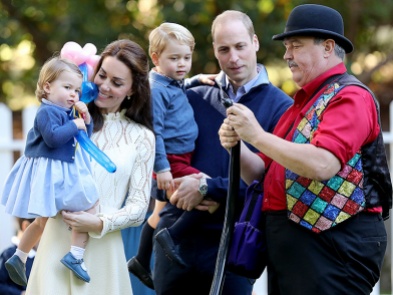 VICTORIA, BC - SEPTEMBER 29: Catherine, Duchess of Cambridge holding Princess Charlotte of Cambridge and Prince George of Cambridge, being held by Prince William, Duke of Cambridge at a children's party for Military families during the Royal Tour of Canada on September 29, 2016 in Carcross, Canada. Prince William, Duke of Cambridge, Catherine, Duchess of Cambridge, Prince George and Princess Charlotte are visiting Canada as part of an eight day visit to the country taking in areas such as Bella Bella, Whitehorse and Kelowna (Photo by Chris Jackson - Pool/Getty Images)
